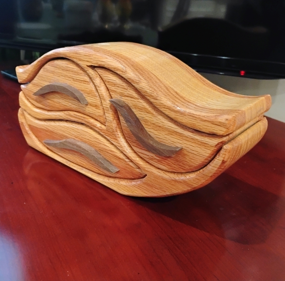 Mid Century Modern MCM Bandsaw Wave Design Jewelry Box